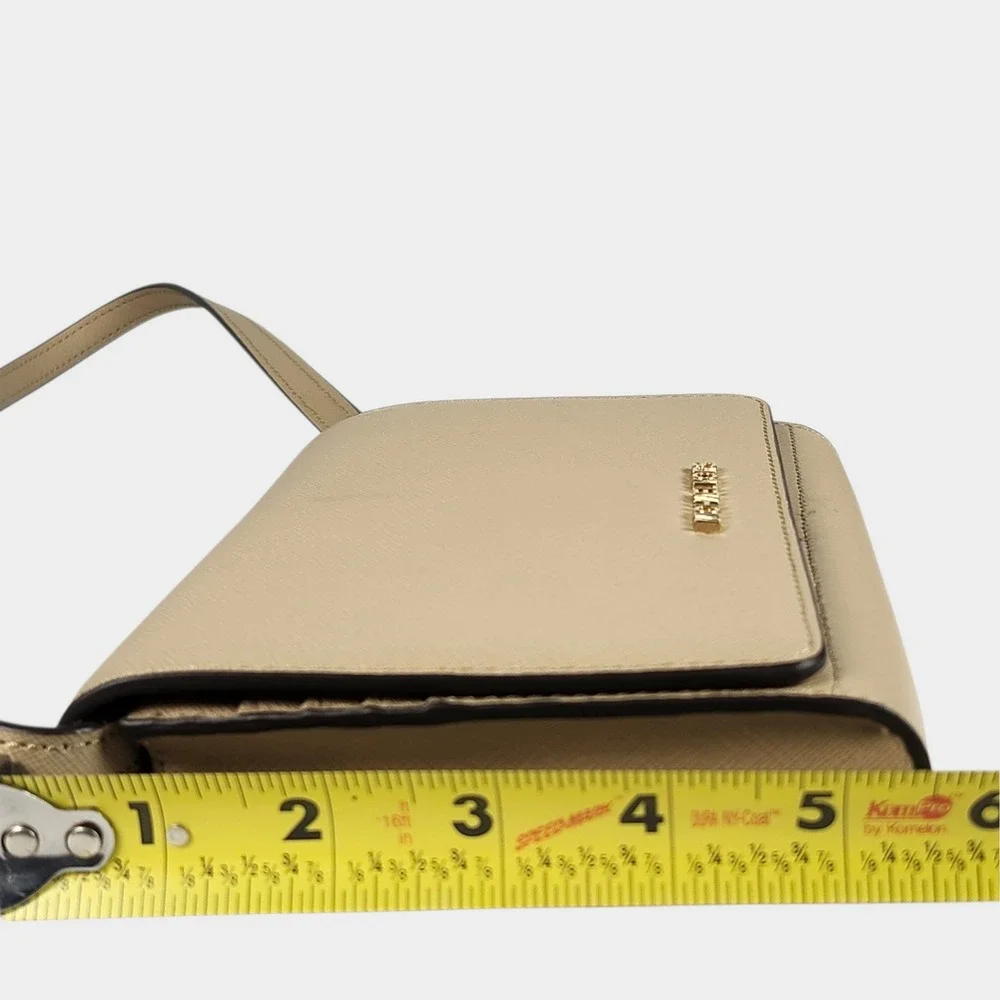 Michael Kors‎ Jet Set Crossbody Clutch Womens Bisque Leather Minimalist Neutral